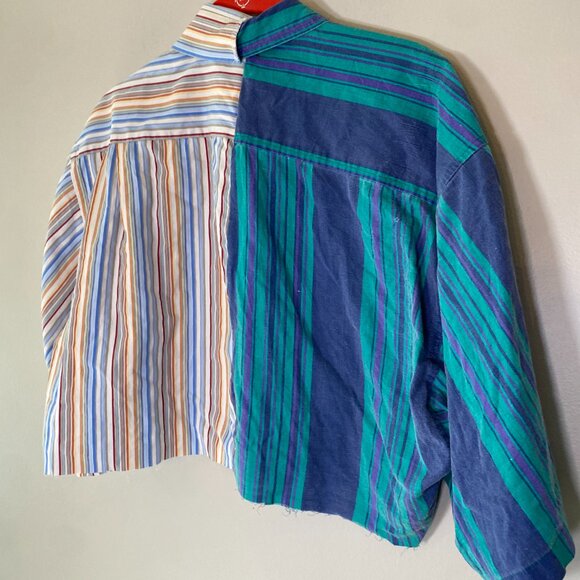 Urban Renewal Blue and Multicolor Striped Button Down Shirt - Picture 5 of 7